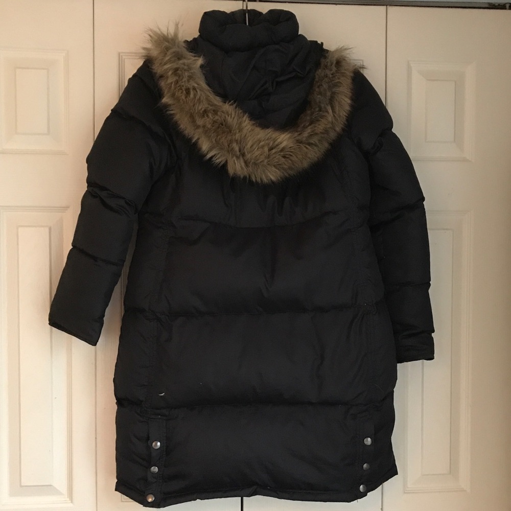 Lands‘ End Navy Winter Coat with Faux Fur Hood